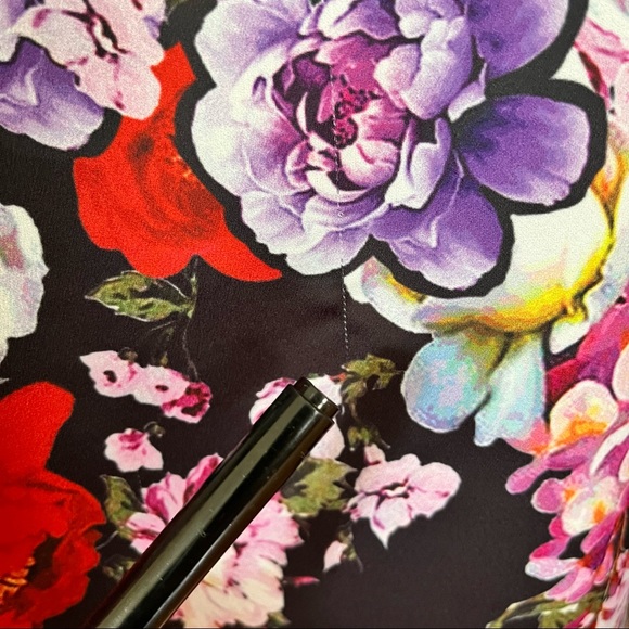 🌱 DECJUBA Sz M-L  Floral Black Kimono Duster Jacket Coat - Picture 5 of 7